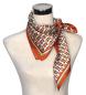 Preview: Foulard Shawl Silk Satin Geometric Orange Beige